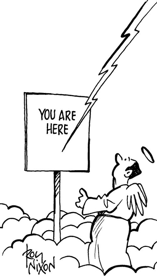 Heaven - "You are here" sign.