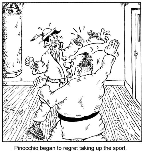 Pinocchio began to regret taking up the sport.