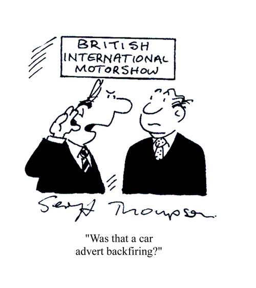 British international motorshow - 'Was that a car advert backfiring?'
