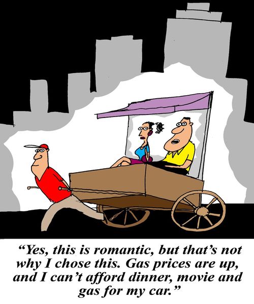 'Yes, this is romantic, but that's not why I chose this. Gas prices are up, and i can't afford dinner, movie and gas for my car.'