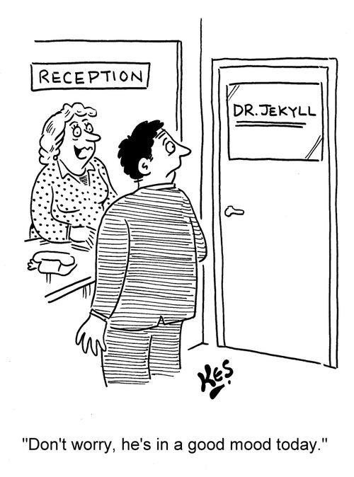 'Don't worry, he's in a good mood today.'