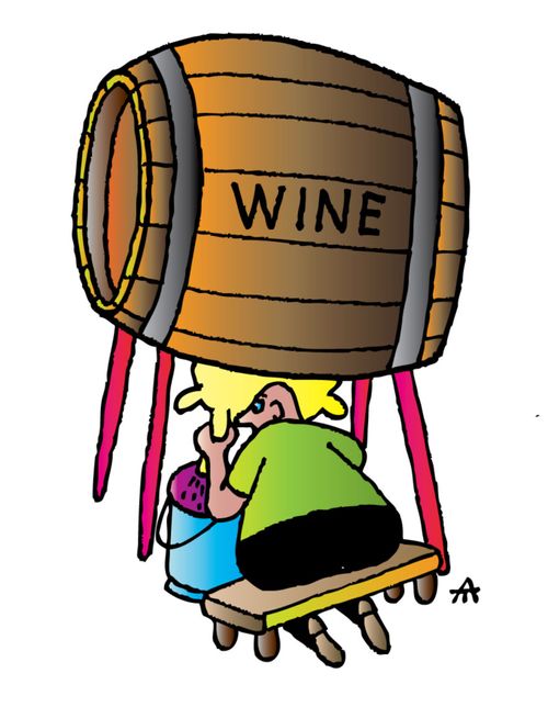 'Milking' the Wine Barrel.