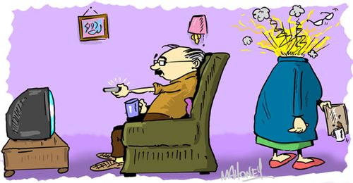 Man with faulty remote control