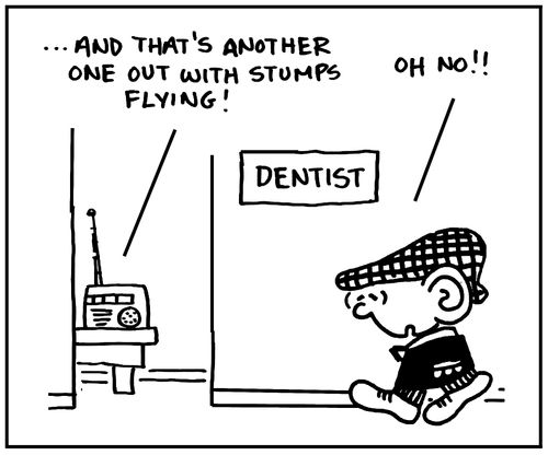 '. . . And that's another out out, with stumps flying.'