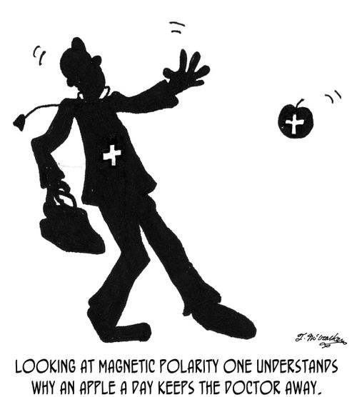 Looking at magnetic polarity one understands why an apple a day keeps the doctor away.