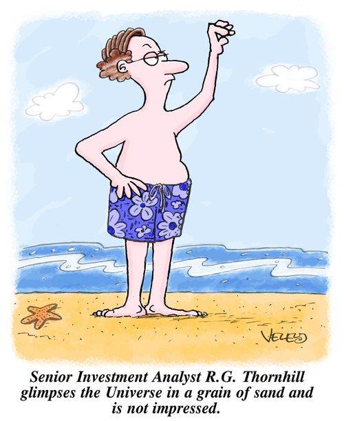 Senior Investment Analyst R.G. Thornhill glimpses the Universe in a grain of sand and is not impressed.