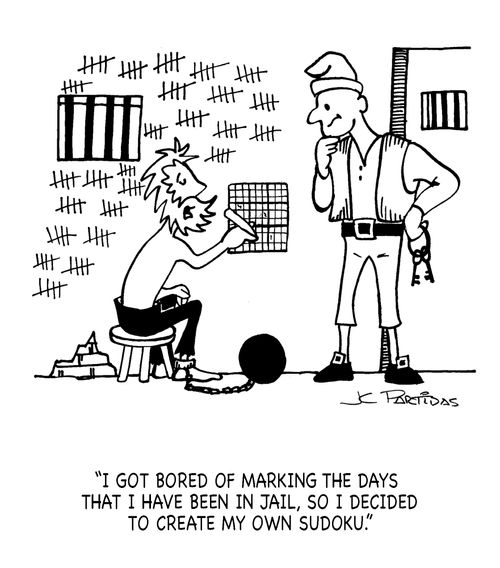 'I got bored of marking the days that I have been in jail, so I decided to create my own sudoku.'