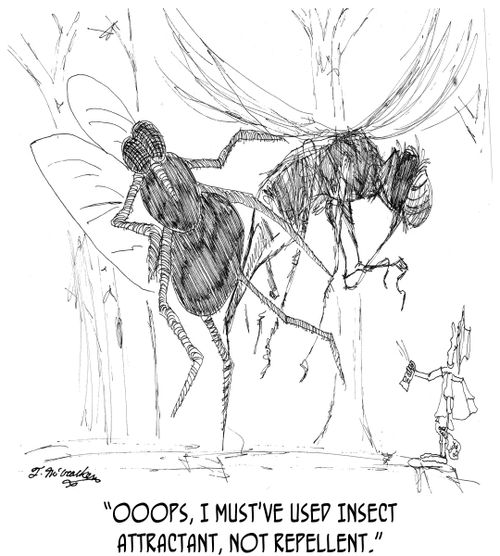'Ooops, I must've used Insect Attractant, not repellent.'