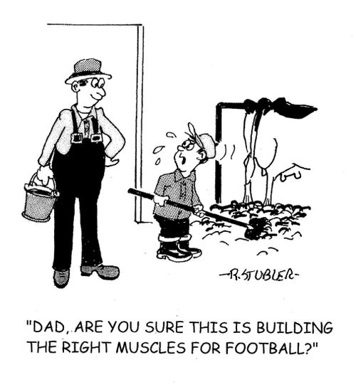 'Dad, are you sure this is building the right muscles for football?'