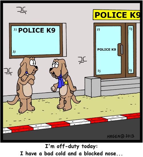 'I'm off-duty today: I have a bad cold and a blocked nose...'