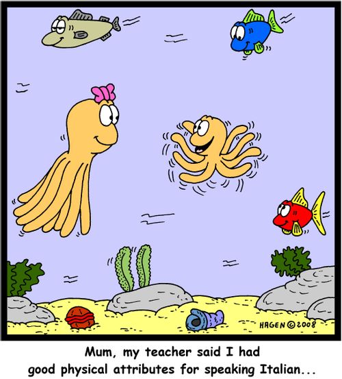 'Mum, my teacher said I had good physical attributes for speaking Italian...'