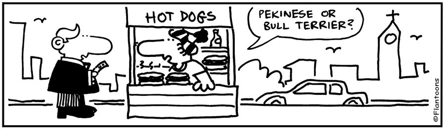 'Pekinese or terrier hot dog?'