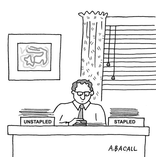 Office work stapling.