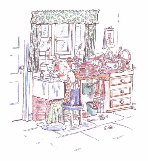 Child doing the washing up