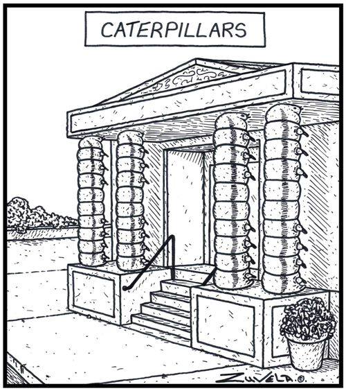 Caterpillers in the form of Building Structure Pillars