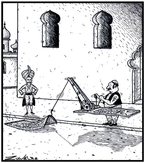 A Man's Magic Carpet has broken down and is being towed away