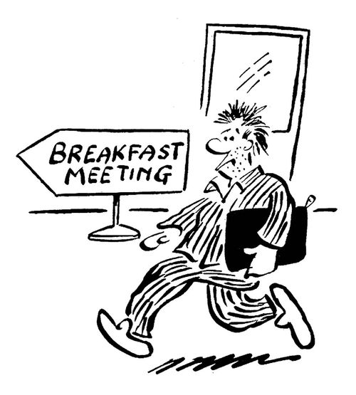 Employee attending a breakfast meeting in his pyjamas.