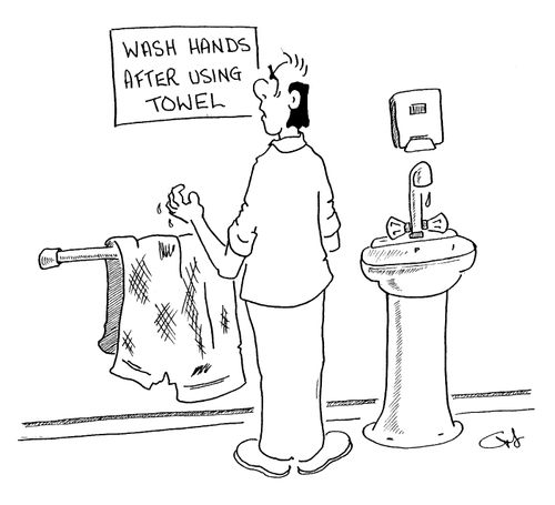 Wash hands after using towel