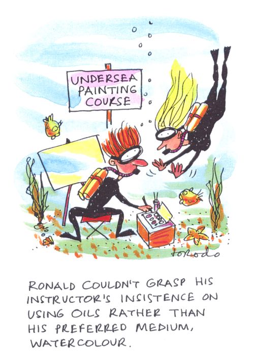 Ronald couldn't grasp his instructor's insistence on his using oils rather than his preferred medium, watercolour.