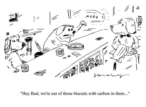 'Hey Bud, we're out of those biscuits with carbon in them...'
