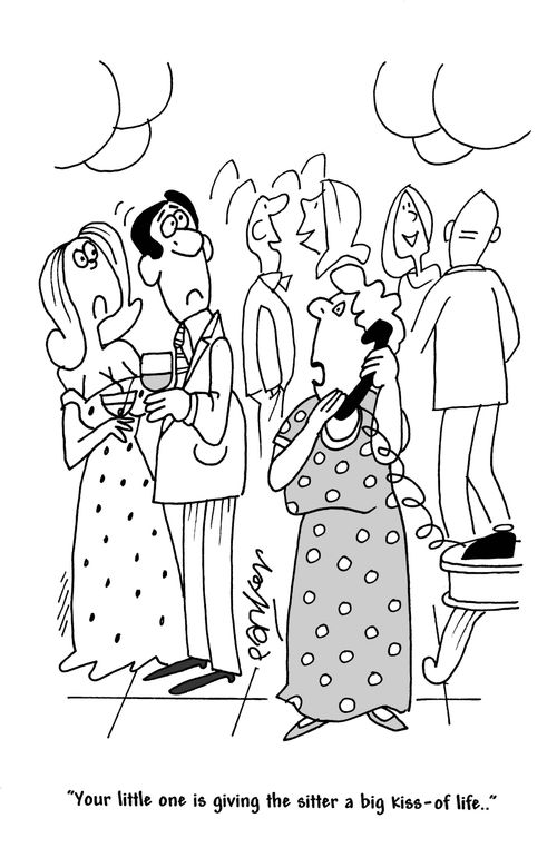 'Your little one is giving the sitter a big kiss-of life.'