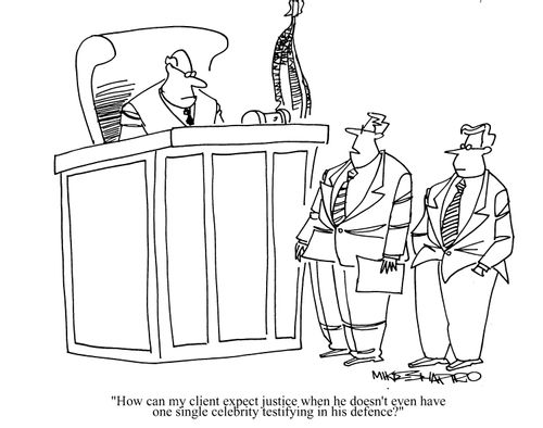 'How can my client expect justice when he doesn't even have one single celebrity testifying in his defence?'