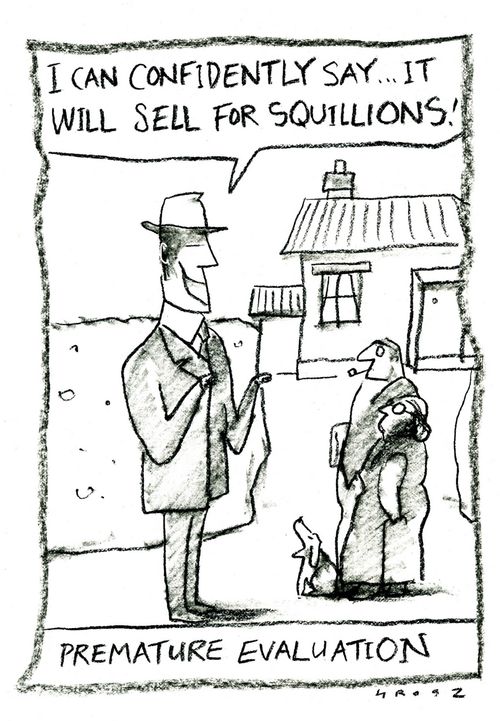 'I can confidently say...it will sell for squillions!'  (Premature Evaluation).