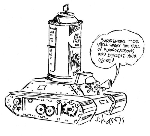 Surrender - or we'll spray you full of fluorocarbons and deplete your ozone!