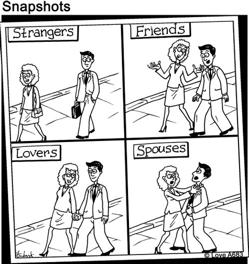 Strangers. friends. Lovers. Spouse.