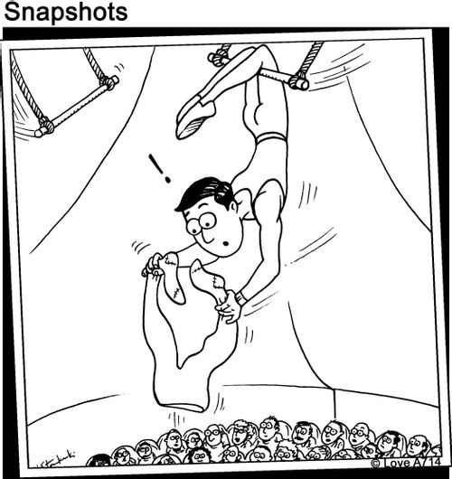 Trapeze Artist Pulls Trousers off Partner.