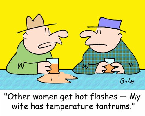 'Other women get hot flashes -- My wife has temperature tantrums.'