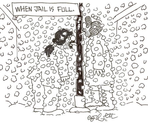 When jail is full cons with tongues stuck to metal pole, 