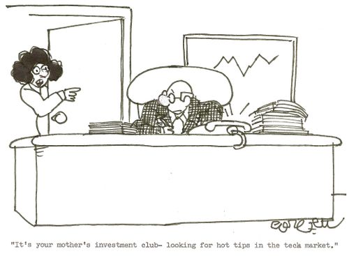 'It's your mother's investment club - looking for hot tips in the tech market.'