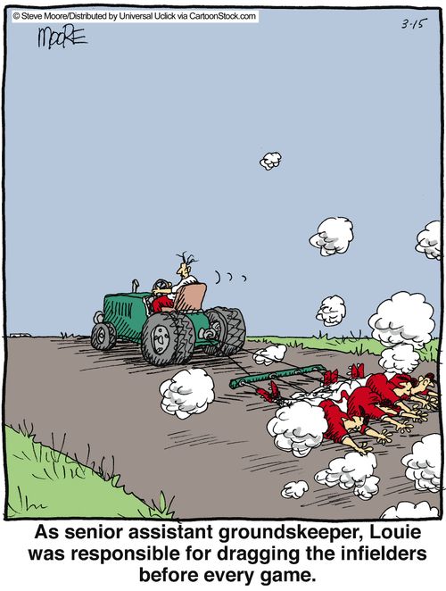 As senior assistant groundskeeper, Louie was responsible for dragging the infielders before every game.