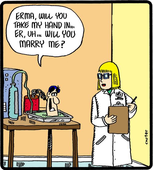 'Erma, will you take my hand in...er, uh..will you marry me?'
