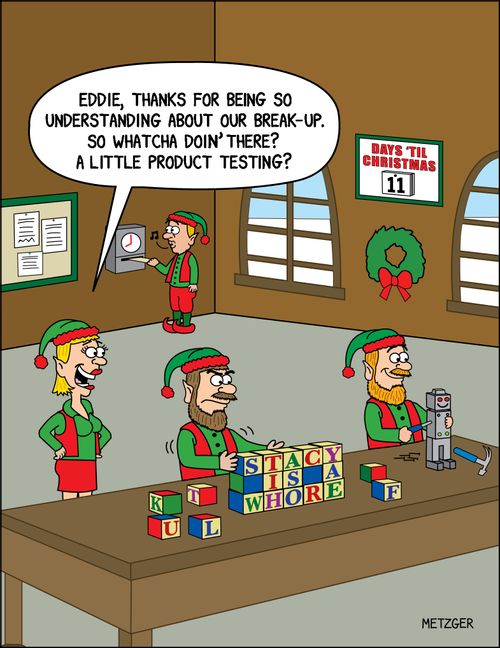 'Eddie, thanks for being so understanding about our break-up. So whatcha doin' there? A little product testing?'