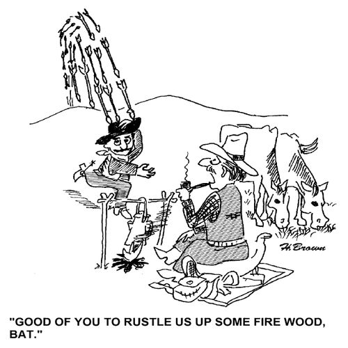'Good of you to rustle us up some fire wood, Bat.'