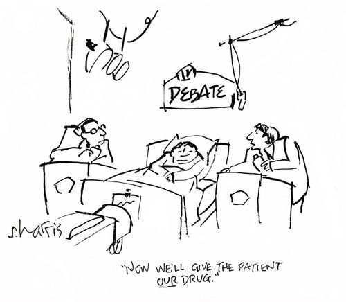 'Now we'll give the patient our drug.'