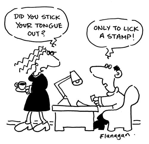 Did you stick your tongue out? Only to lick a stamp!
