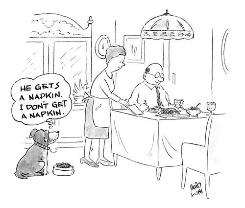 'He gets a napkin. I don't get a napkin.'