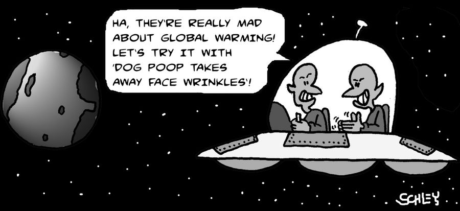 Ha, they're really mad about Global warming! Let's try it with 'Dog poop takes away face wrinkles'!