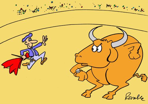 Matador late for bullfight.