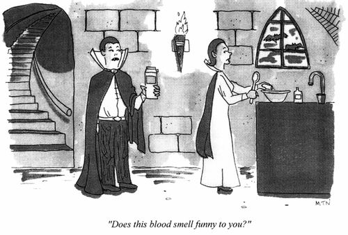 Does this blood smell funny to you?