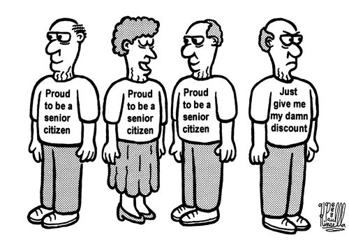 Proud to be a senior citizen and Just give me my damn discount T-Shirts.