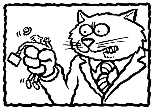 Cat holding a man.