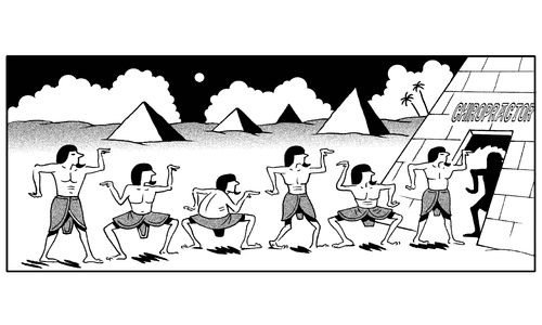 Egyptians stuck in position line up to see the chiropractor.
