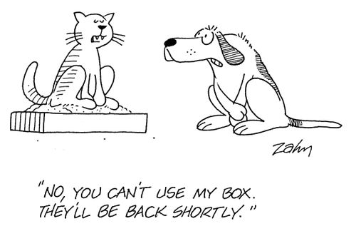 'No, you can't use my box.  They'll be back shortly.'