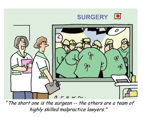 'The short one is the surgeon -- the others are a team of highly skilled malpractice lawyers.'
