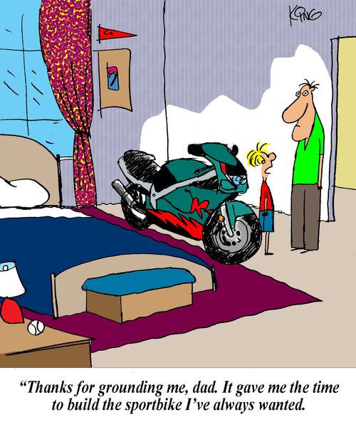 'Thanks for grounding me,dad. It gave me the time to build the sportbike I've always wanted.'