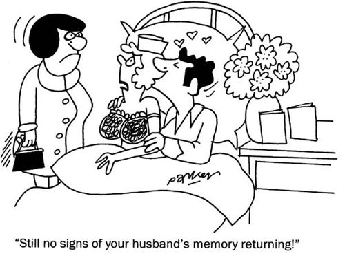 'Still no signs of your husband's memory returning!'